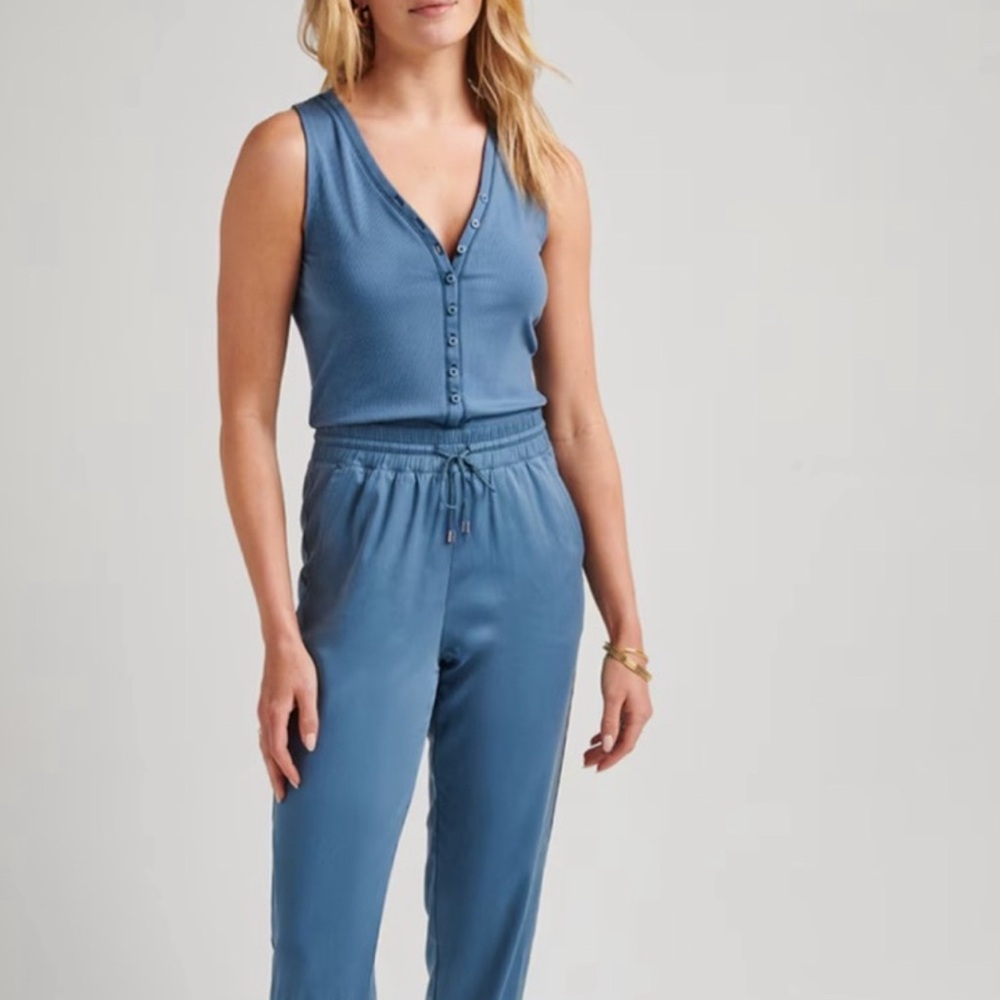 Travis Mathew Teal Button-Front Jumpsuit